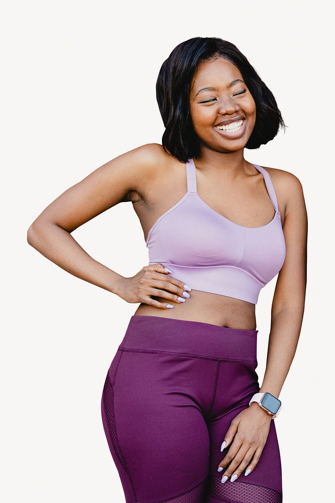 Smiling fit woman isolated image