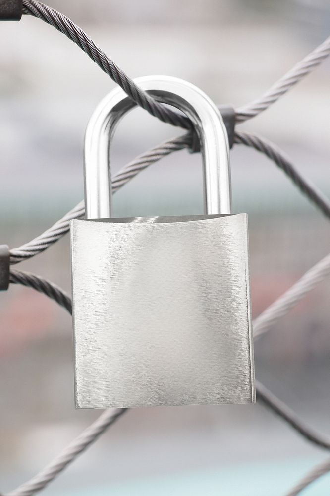 Silver padlock with blank design space