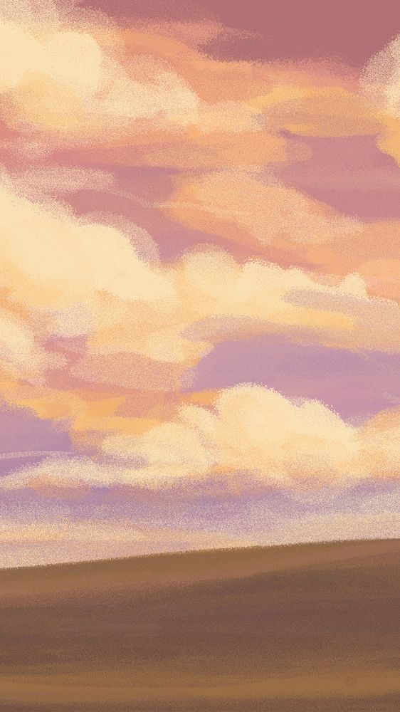 Sunset landscape mobile wallpaper, illustration painting 