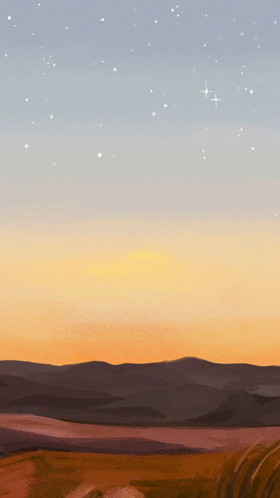 Sunset sky mobile wallpaper, illustration painting 