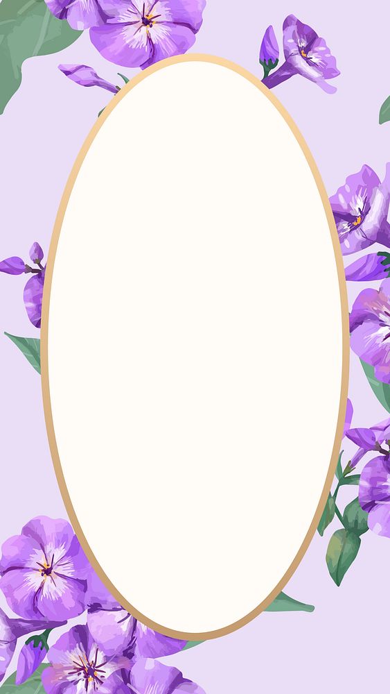 Purple phlox frame mobile wallpaper, oval shape