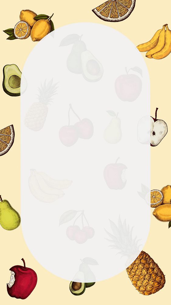Colorful fruit illustration, yellow iPhone wallpaper