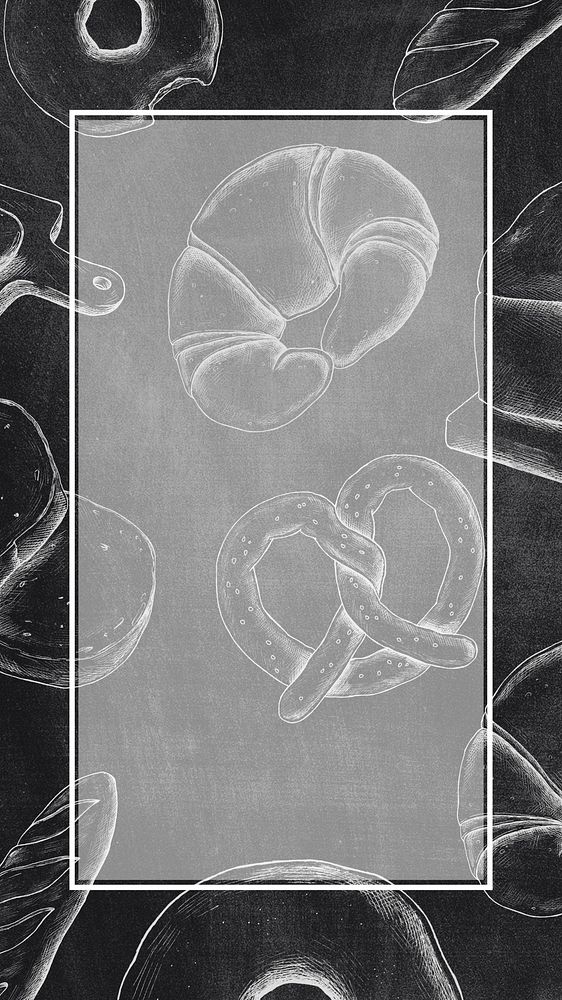 Black iPhone wallpaper, bread theme white frame