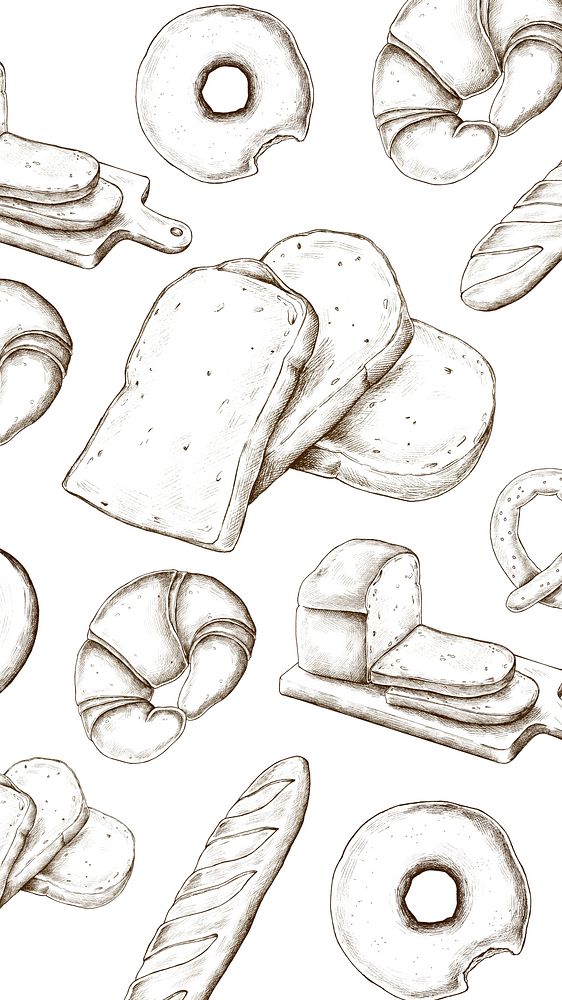 Bread illustration white iPhone wallpaper