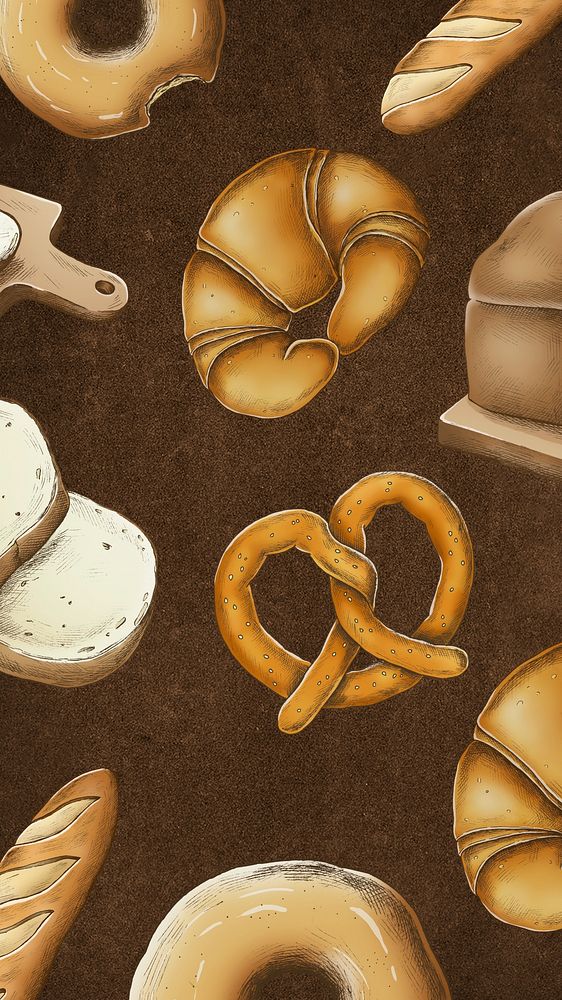 Bread illustration brown iPhone wallpaper
