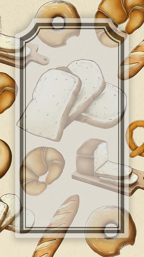 Beige bread iPhone wallpaper, vintage frame