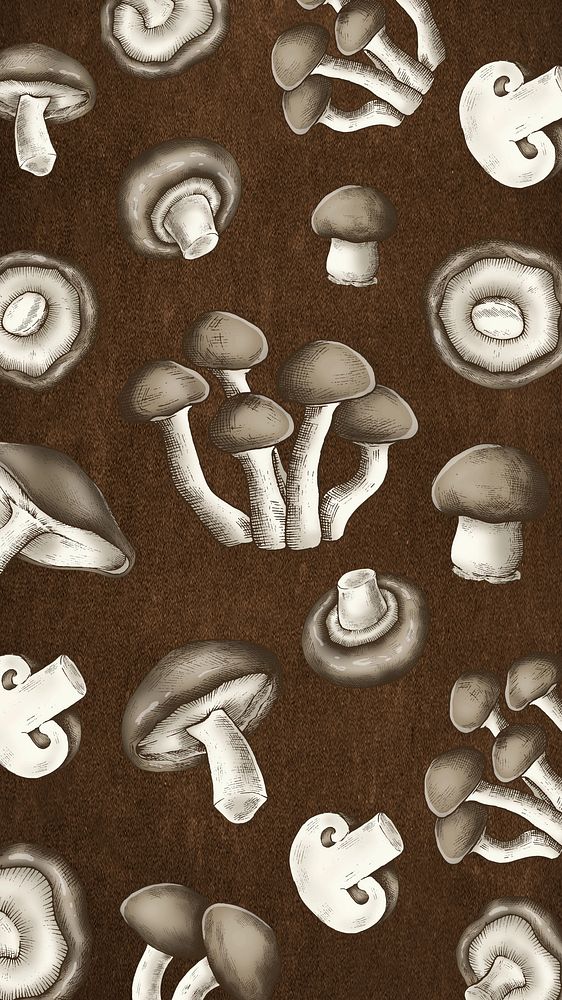 Brown mushroom pattern iPhone wallpaper