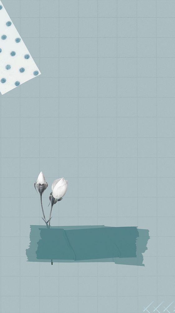 Blue flower iPhone wallpaper, aesthetic grid patterned design