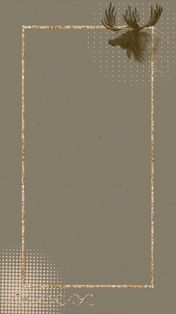 Gold moose frame iPhone wallpaper, brown design