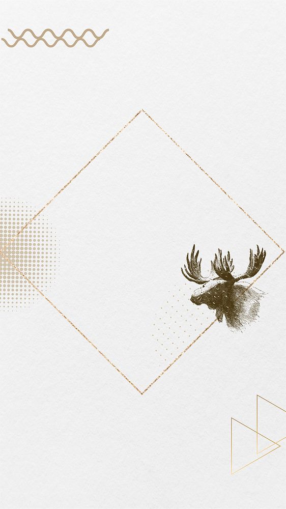 Aesthetic moose frame iPhone wallpaper, gold square design