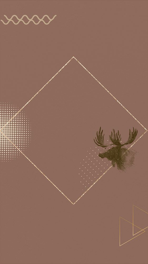 Aesthetic moose frame iPhone wallpaper, gold square design