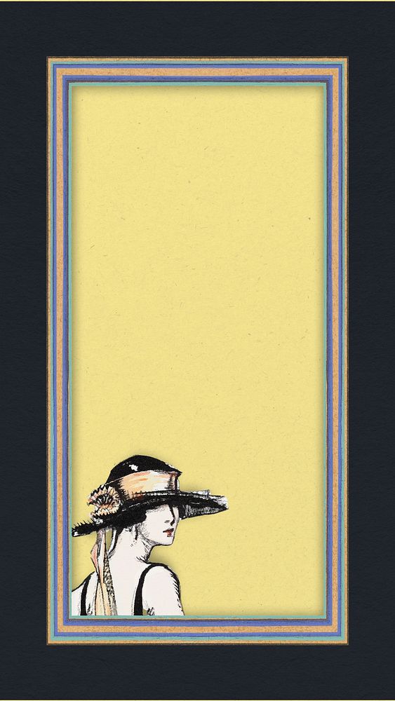 Art deco yellow mobile wallpaper, vintage woman illustration. Remixed by rawpixel. 