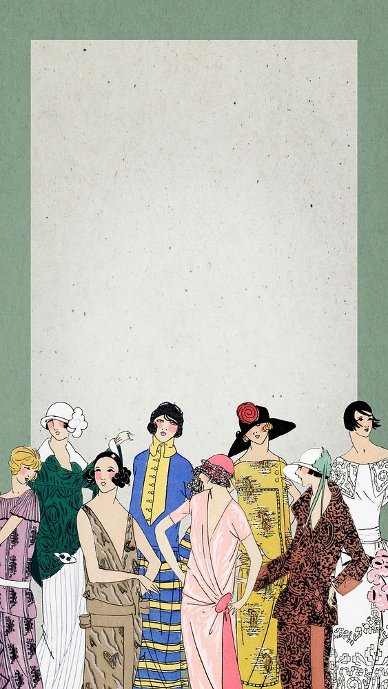 Vintage women&rsquo;s fashion phone wallpaper, 1920's outfits. Remixed by rawpixel.