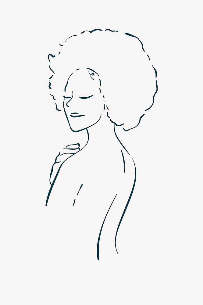 Beige woman vector line illustration