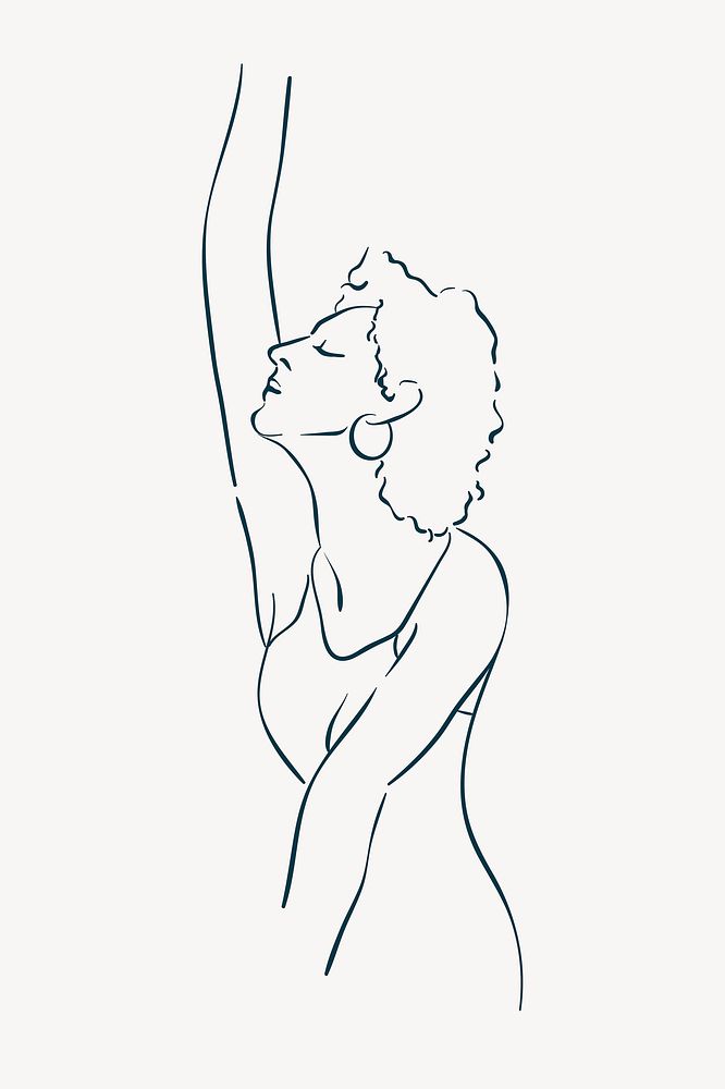 Beige woman line vector illustration