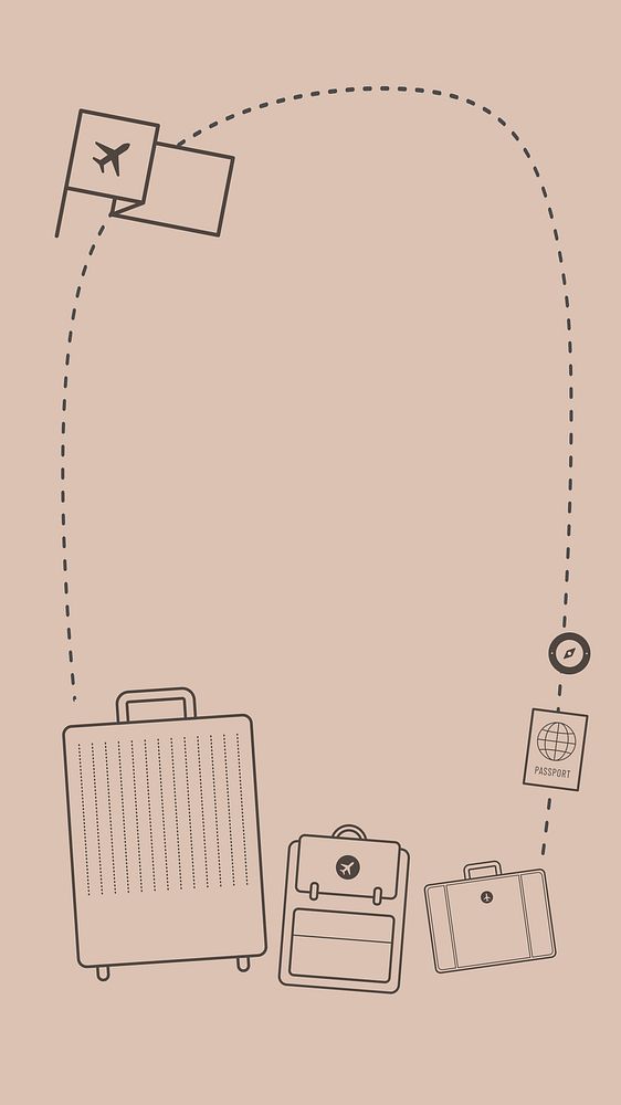 Brown travel illustration mobile wallpaper