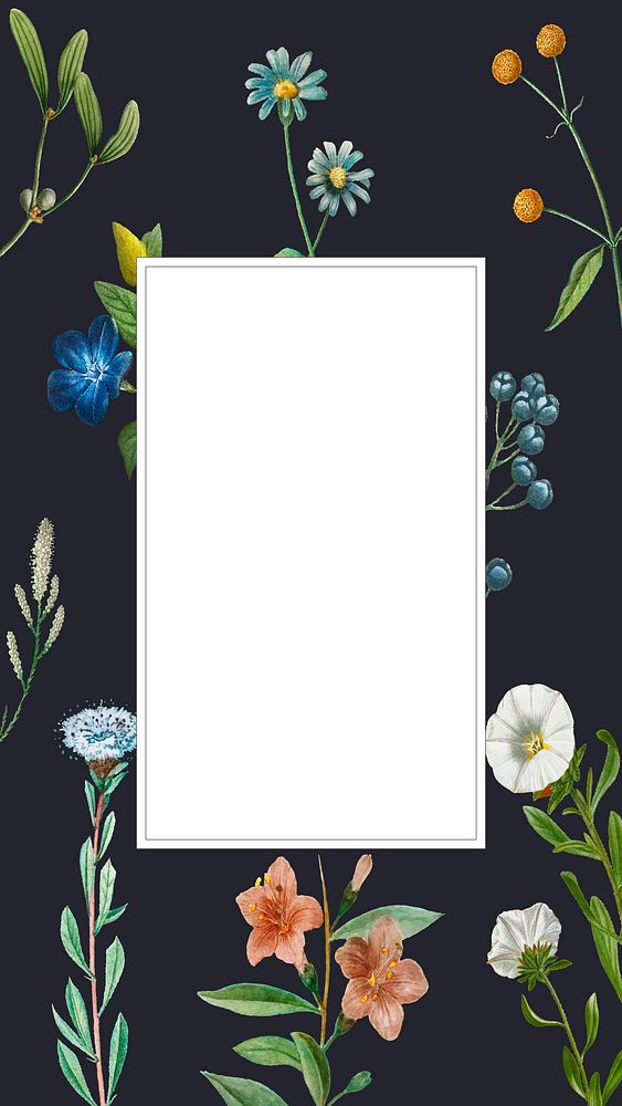 Botanical flower frame iPhone wallpaper