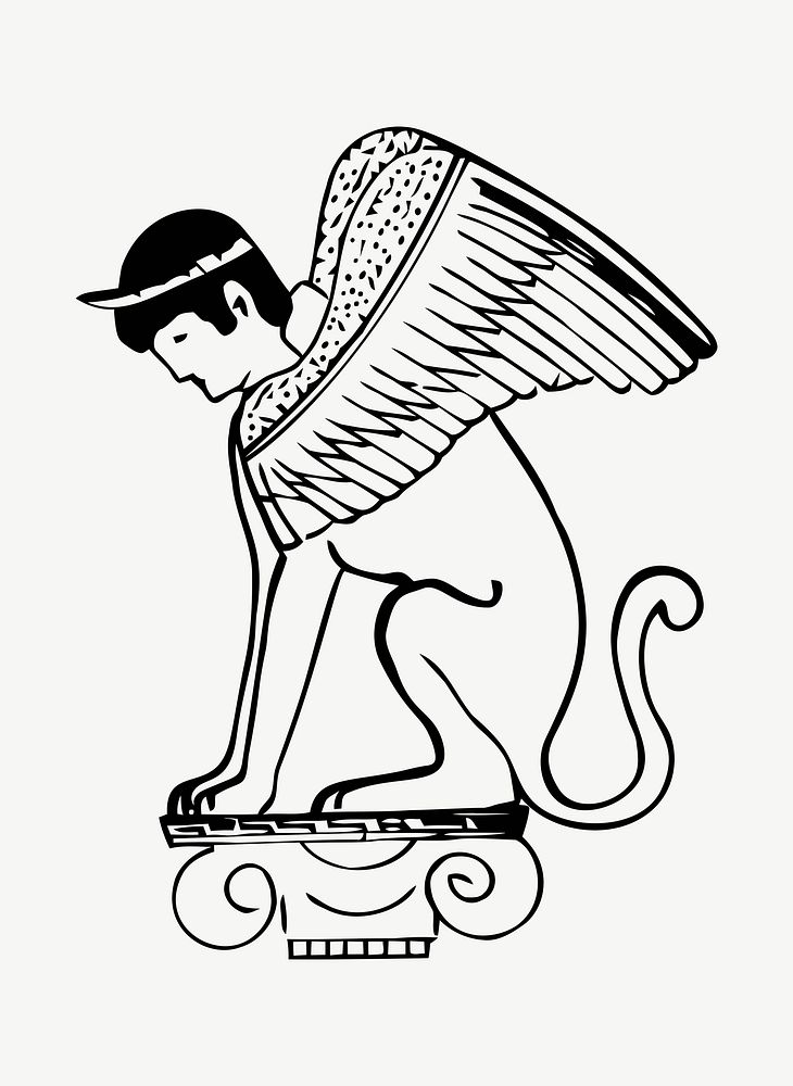 Egyptian Sphinx clipart illustration psd. Free public domain CC0 image.
