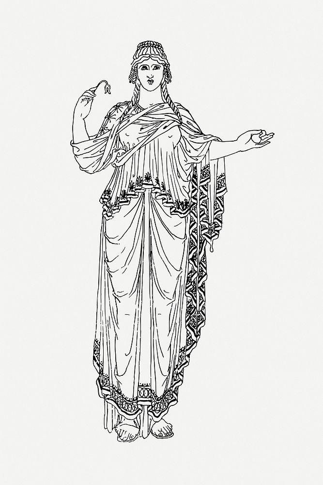 Ancient greek woman line art | Free PSD - rawpixel