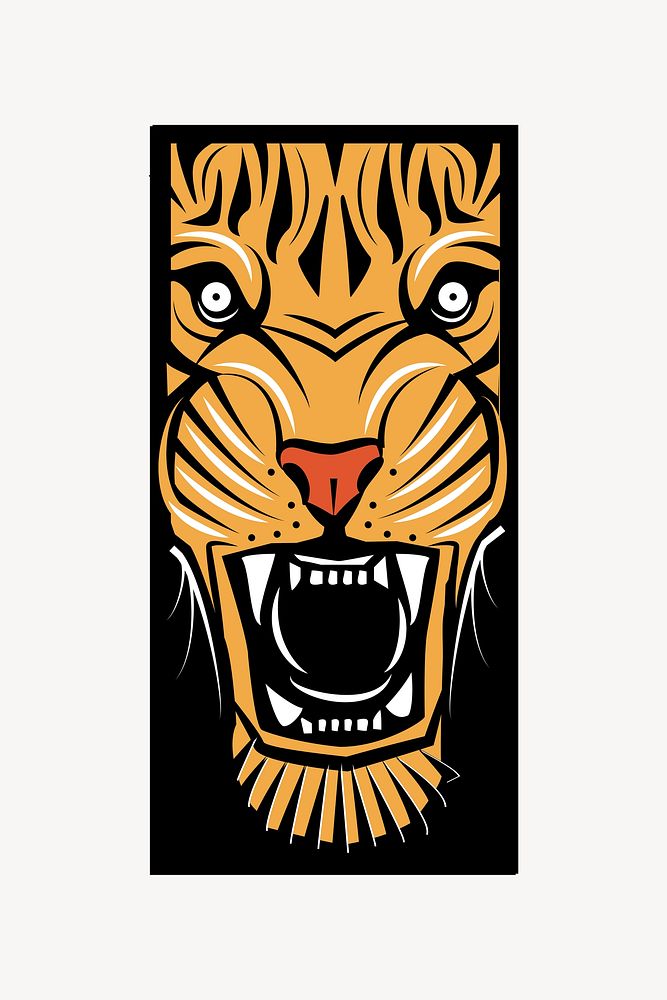 Tiger wood cut   illustration. Free public domain CC0 image.