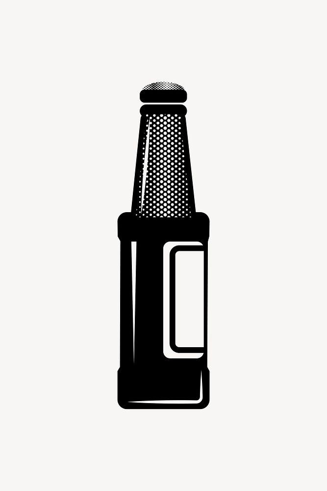 Glass beer bottle silhouette collage element vector. Free public domain CC0 image.