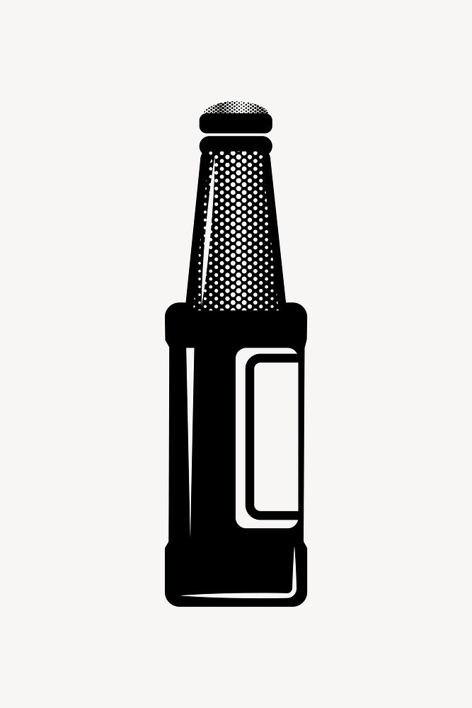 Glass beer bottle silhouette   illustration. Free public domain CC0 image.