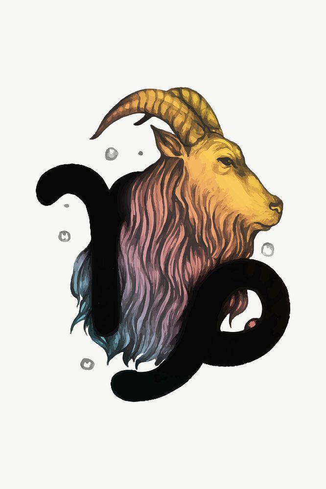 Capricorn goat zodiac sign, astrology symbol psd