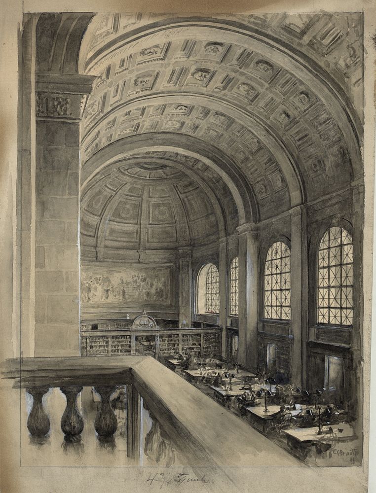 The reading room -- Bates Hall (1896) by Ernest C Peixotto