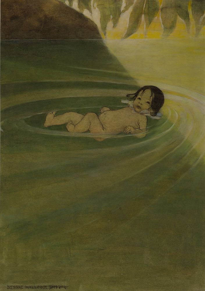 He felt how comfortable it was to have nothing on him but himself (1916) by Jessie Willcox Smith