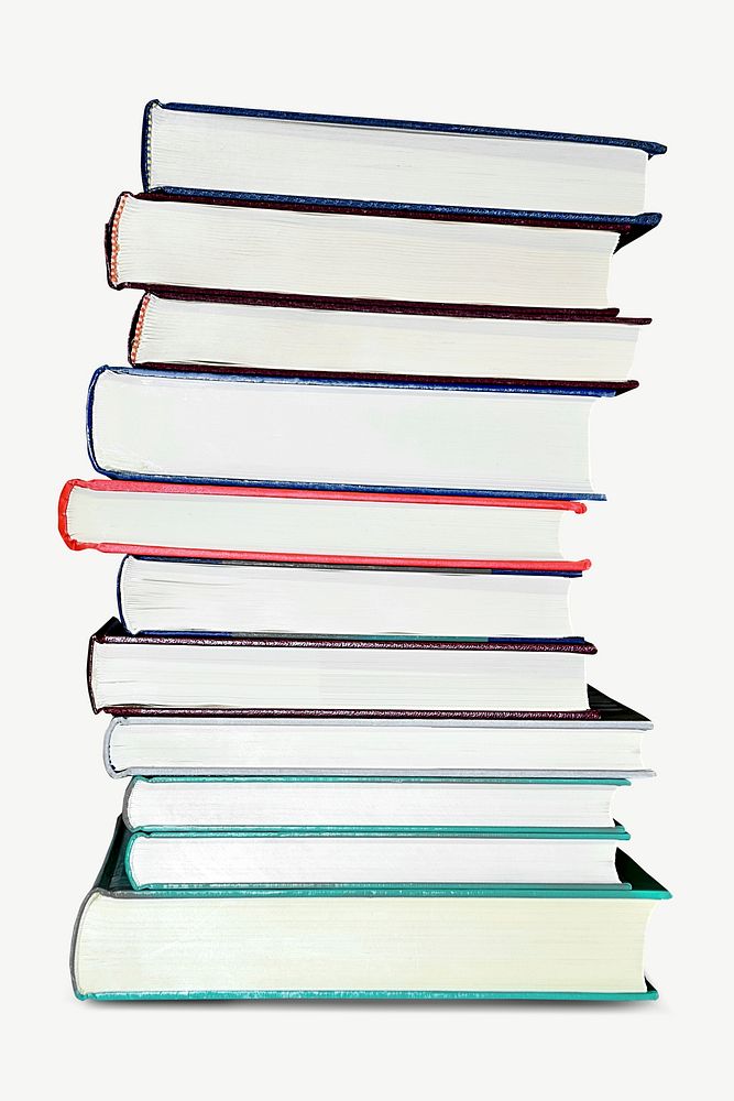Colorful books stacked vertically psd
