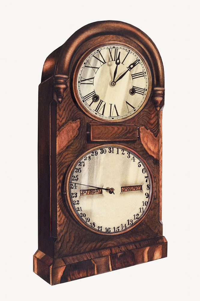 Clock, vintage illustration. Digitally remixed by rawpixel.