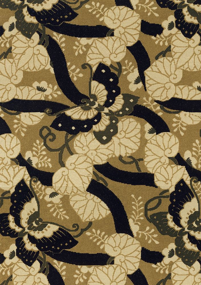 Brown Japanese butterflies background, traditional fan pattern.  Remixed by rawpixel.