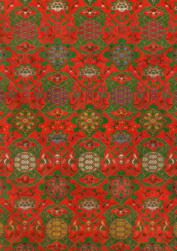 Red Japanese flower background.  Remixed by rawpixel.