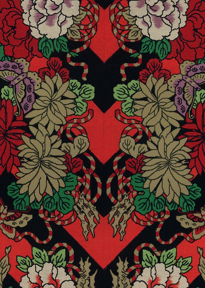 Red Japanese flower background.  Remixed by rawpixel.