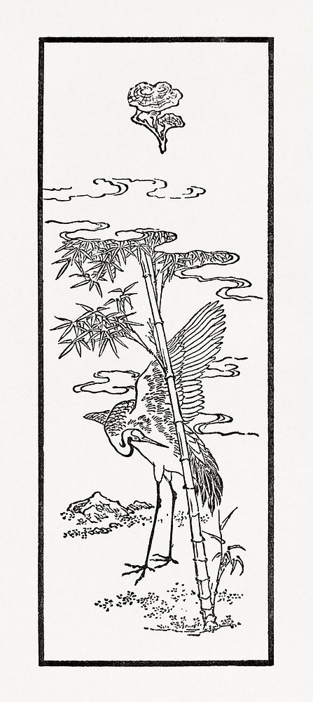 Japanese crane, animal illustration. Public domain image from our own original 1884 edition of The Ornamental Arts Of Japan.…