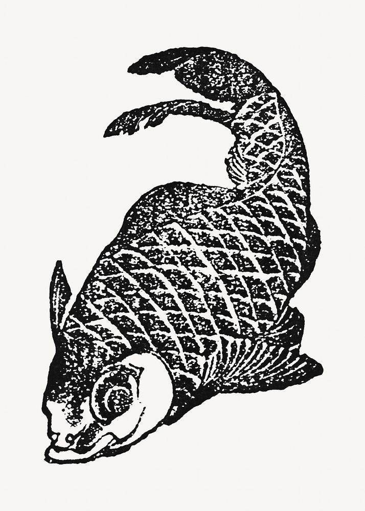 Hokusai's carp fish, Japanese animal illustration. Remixed by rawpixel.