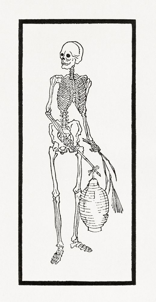 S letter skeleton iconography Japanese illustration. Public domain image from our own original 1884 edition of The…
