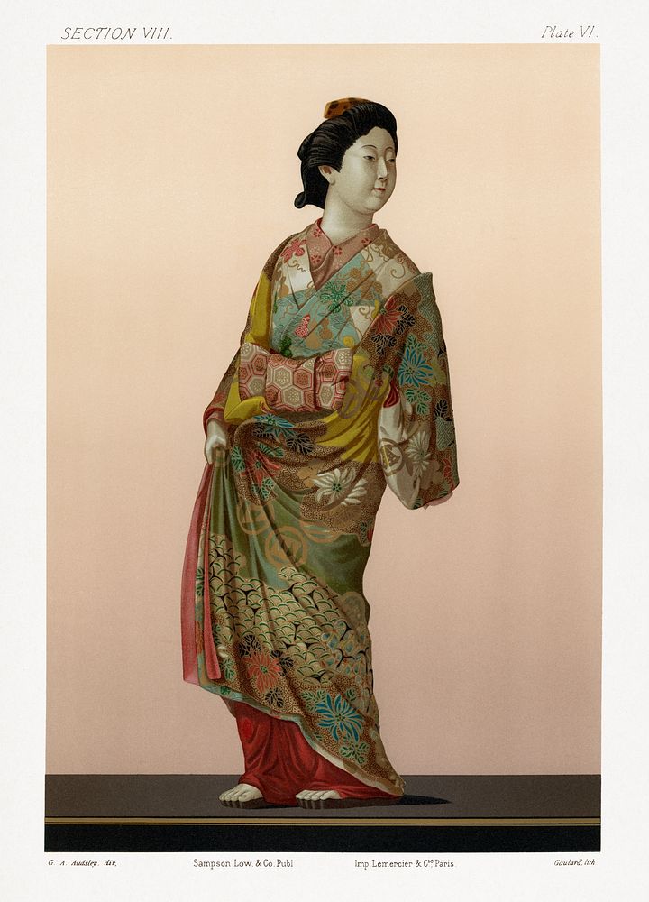 Antique Print of Japanese Modelling 'Kakiyemon' from section VIII plate VI. by G.A. Audsley-Japanese illustration. Public…