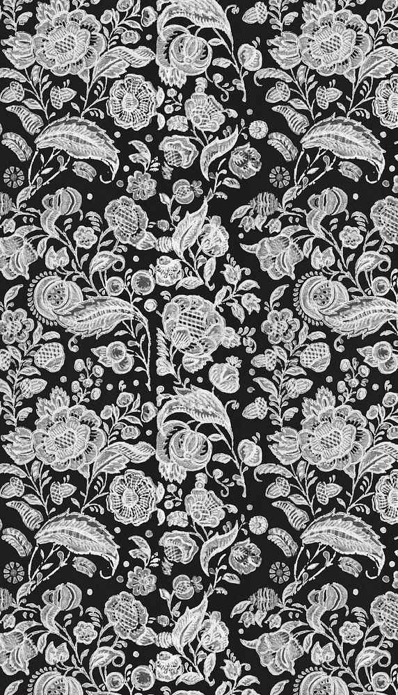 Black botanical patterned mobile wallpaper Remixed by rawpixel. 
