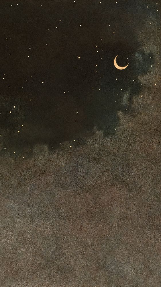 Crescent moon sky mobile wallpaper. Remixed by rawpixel. 