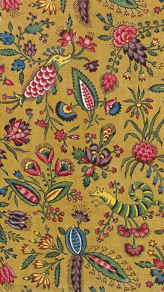 Vintage botanical pattern mobile wallpaper. Remixed by rawpixel.