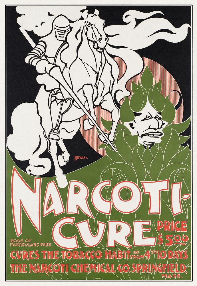 Narcoti-cure (1895) chromolithograph art by Will H. Bradley. Original public domain image from Digital Commonwealth.…