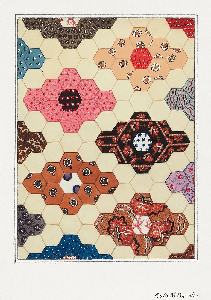 Quilt (1936) pattern art background by Ruth M. Barnes. Original public domain image from the National Gallery of Art.…