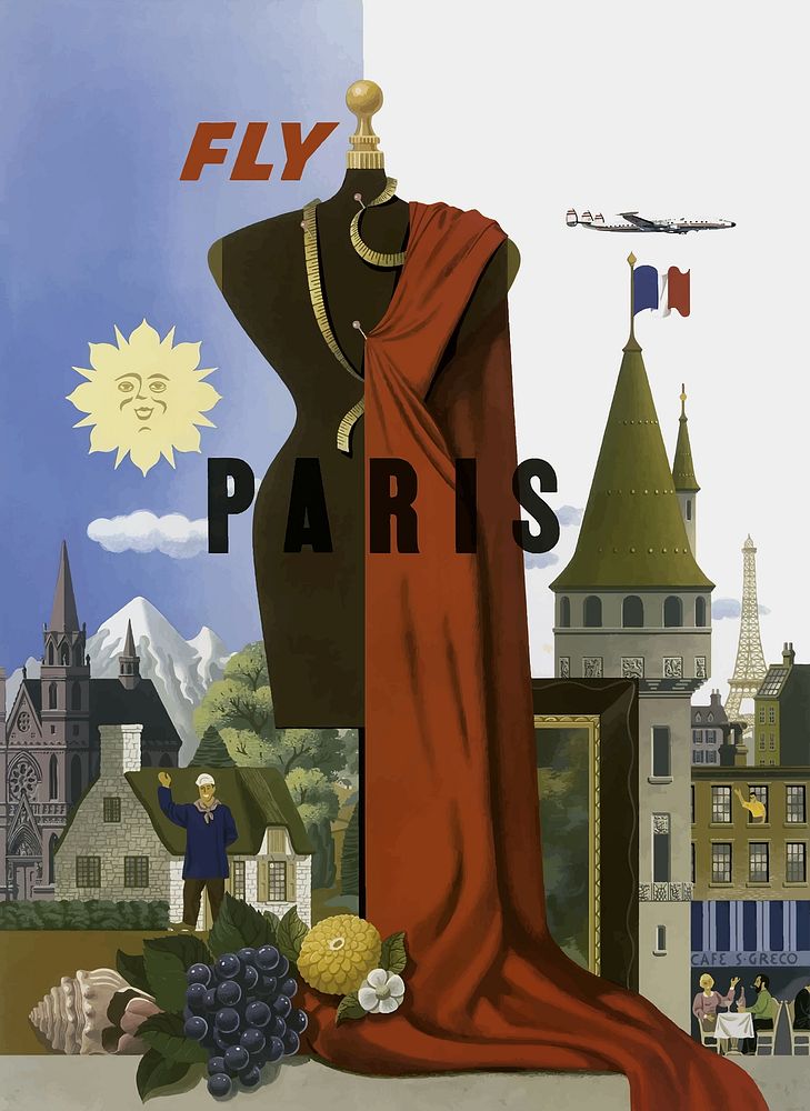 Vintage Travel Poster Paris (2015) chromolithograph art by GDJ. Original public domain image from Wikimedia Commons.…