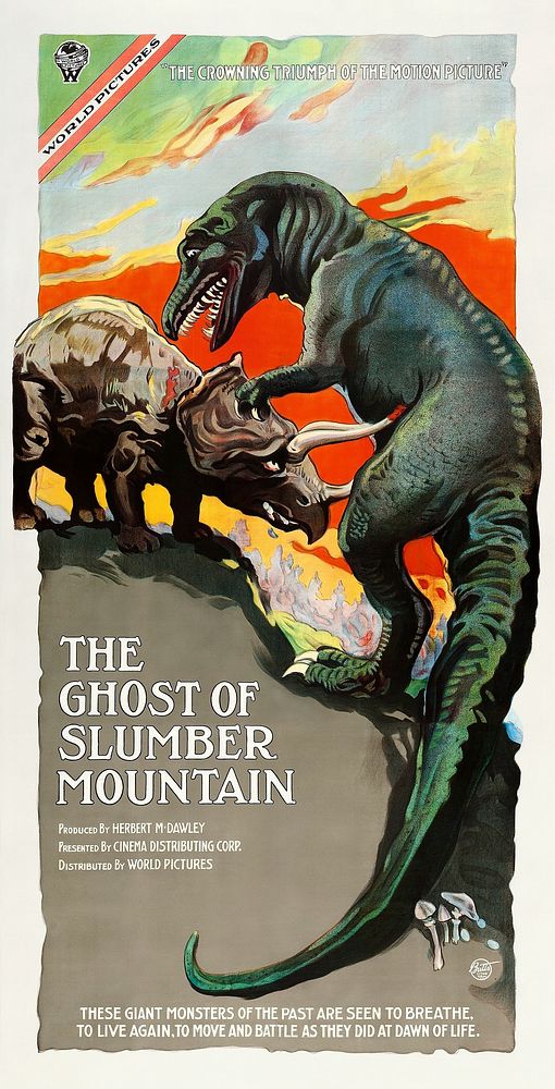 The Ghost of Slumber Mountain poster (1918) chromolithograph art by World Film. Original public domain image from Wikimedia…