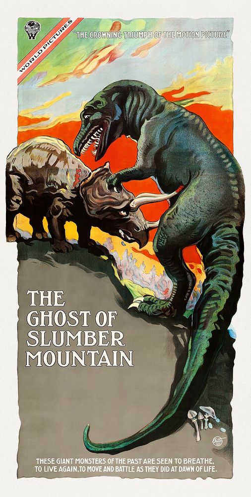 The Ghost of Slumber Mountain poster (1918) chromolithograph art by World Film. Original public domain image from Wikimedia…