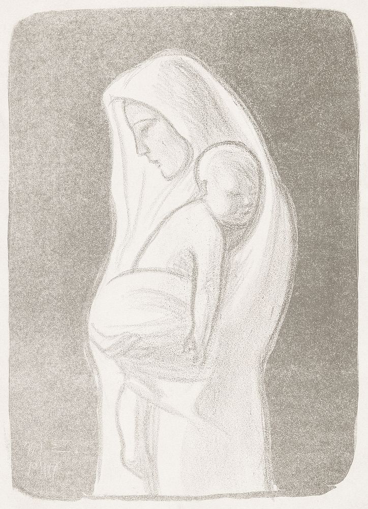 Mother, a fragment from the tampere cathedral altar fresco (1907) by Magnus Enckell. Original public domain image from…