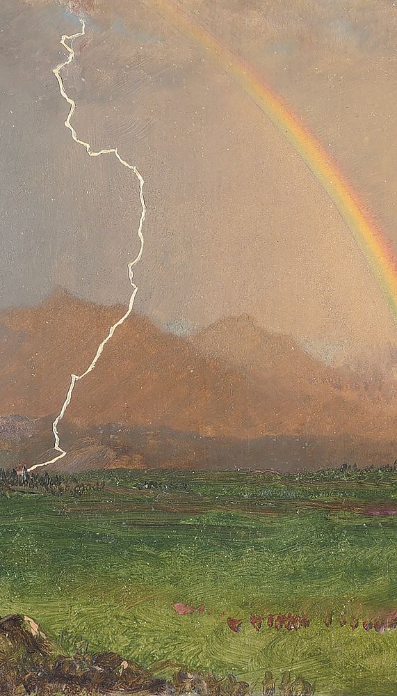 Nature mobile wallpaper, Thunderstorm in the Alps by Frederic Edwin Church. Remixed by rawpixel.