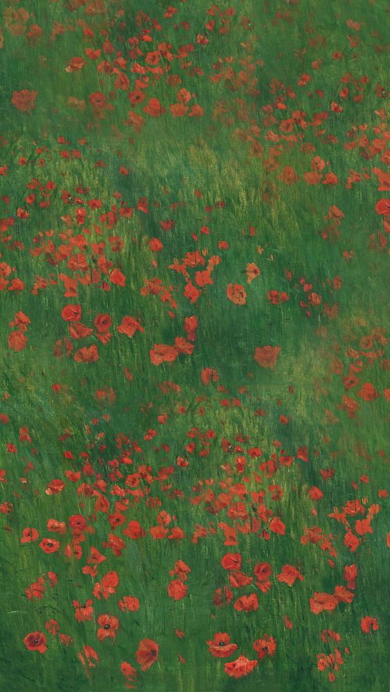 Red poppies field mobile wallpaper. Remixed by rawpixel. 