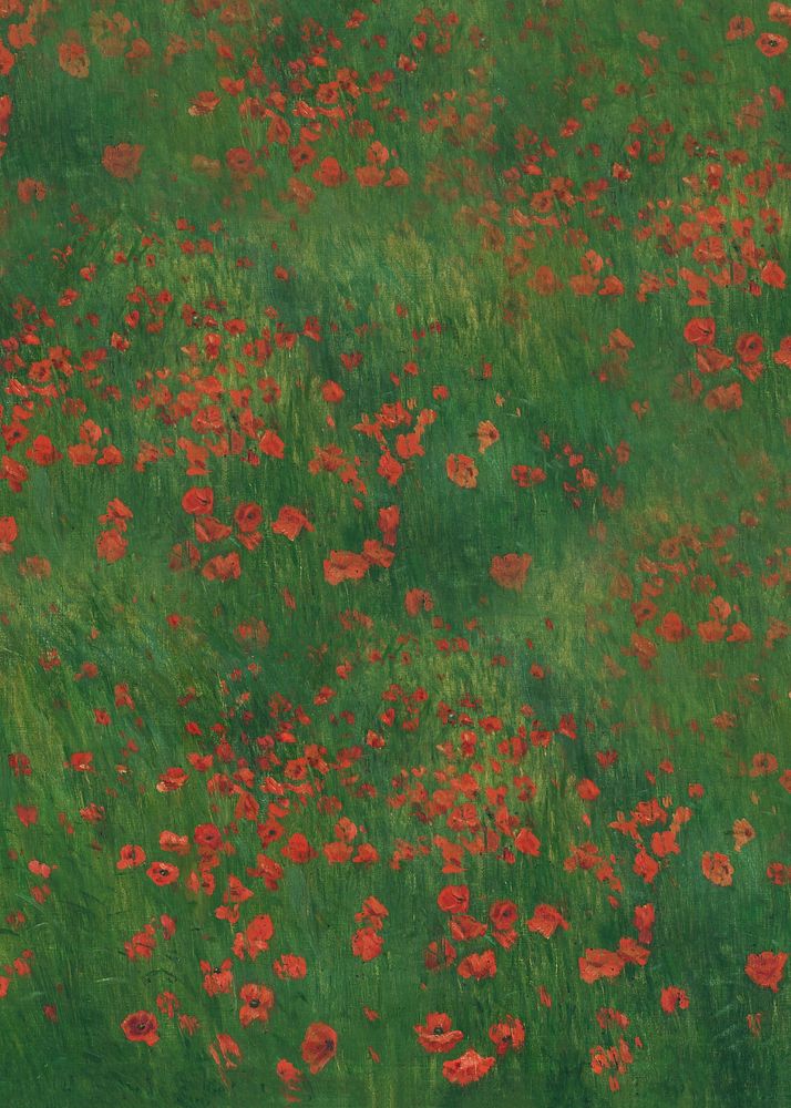 Red poppies field background. Remixed by rawpixel.